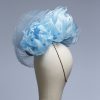 baby blue and cornflower crin percher saucer fascinator hat