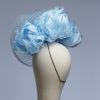 baby blue and cornflower crin percher saucer fascinator hat