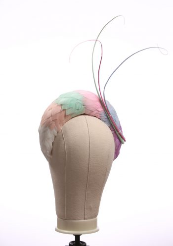 multi pastel rainbow feather halo crown