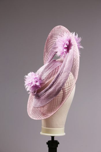 lilac loop windowpane fascinator hatinator hat