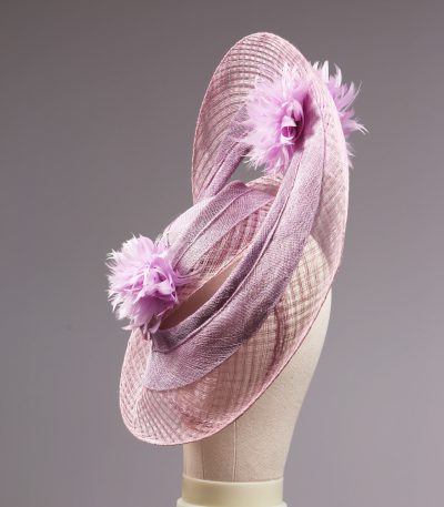 lilac loop windowpane fascinator hatinator hat