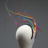 Rainbow multi-coloured quill floating fascinator hat set on a headband