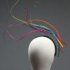 Rainbow multi-coloured quill floating fascinator hat set on a headband