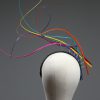 Rainbow multi-coloured quill floating fascinator hat set on a headband