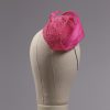 hot pink silk abaca lace and straw teardrop fascinator hat