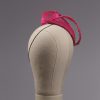 hot pink silk abaca lace and straw teardrop fascinator hat