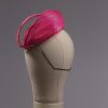 hot pink silk abaca lace and straw teardrop fascinator hat