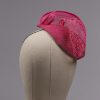 hot pink silk abaca lace and straw teardrop fascinator hat