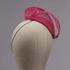 hot pink silk abaca lace and straw teardrop fascinator hat