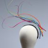 Rainbow multi-coloured quill floating fascinator hat set on a headband