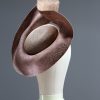 Taupe Nude and Mink Sinimay Saucer set on a button pillbox fascinator hat