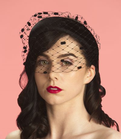 black padded headband spot veil