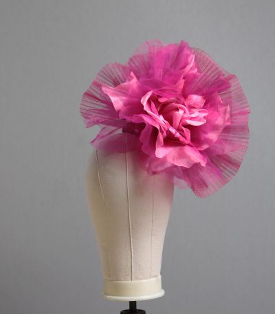 hot pink flower crin pillbox fascinator hat