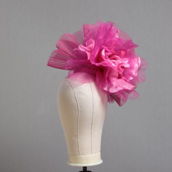 hot pink flower crin pillbox fascinator hat