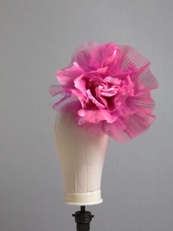 hot pink flower crin pillbox fascinator hat