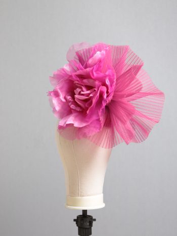 hot pink flower crin pillbox fascinator hat