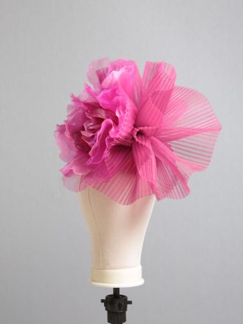 hot pink flower crin pillbox fascinator hat