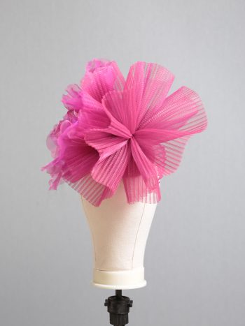 hot pink flower crin pillbox fascinator hat