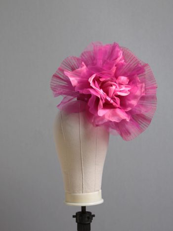 hot pink flower crin pillbox fascinator hat