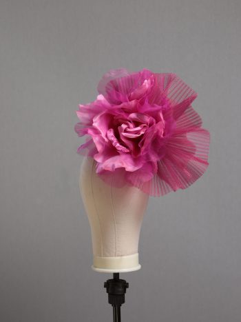 hot pink flower crin pillbox fascinator hat